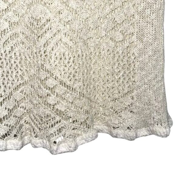 Style & Co Womens Cream Open Knit Short Sleeve Top S Acrylic & Polyester - Picture 3 of 7